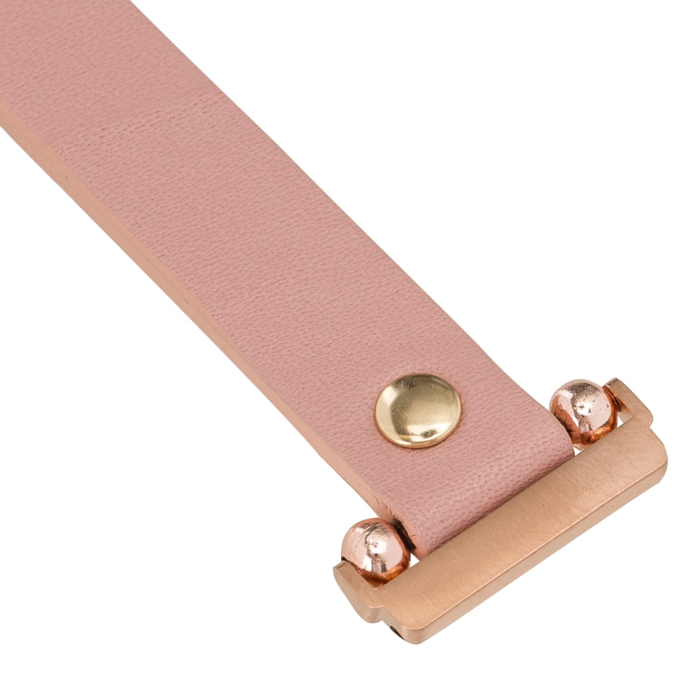 Luxury Pink Leather Fitbit Watch Band for All Series & Sizes with Gold Rivet - MADUEM - 3