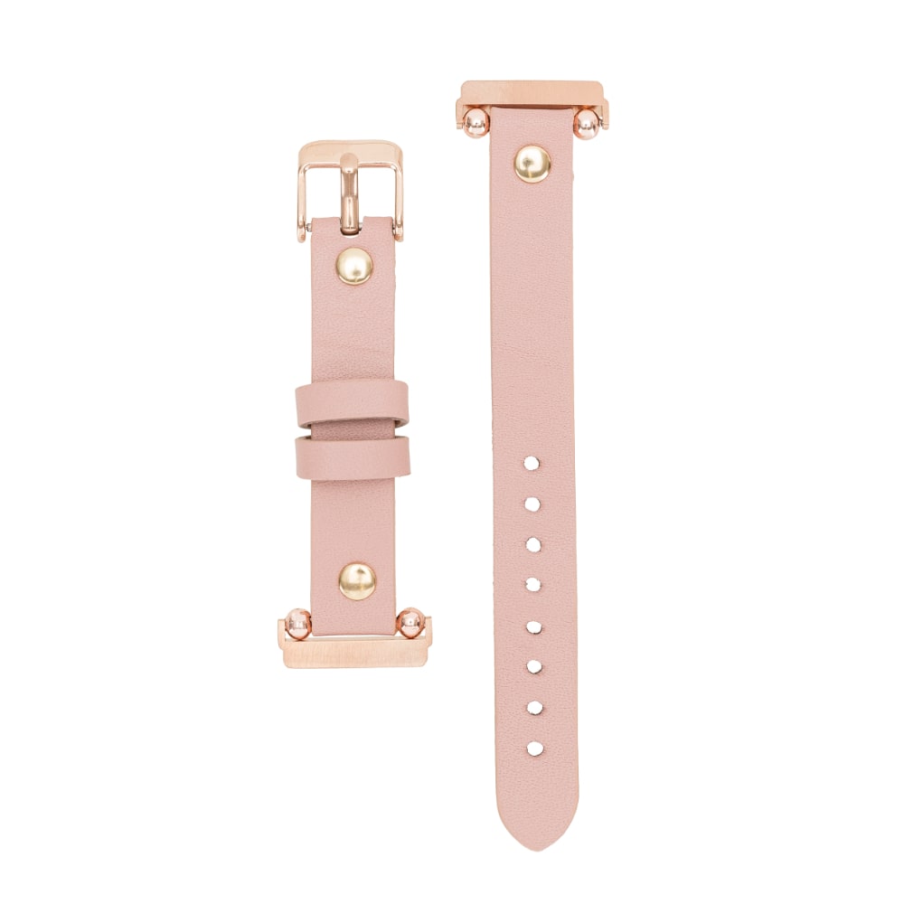 Luxury Pink Leather Fitbit Watch Band for All Series & Sizes with Gold Rivet - MADUEM - 5