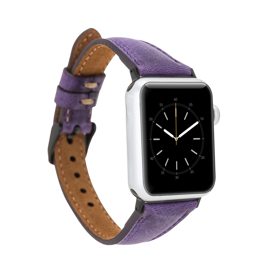 Luxury Purple Leather Apple Watch Band for All Series & Sizes - MADUEM - 1