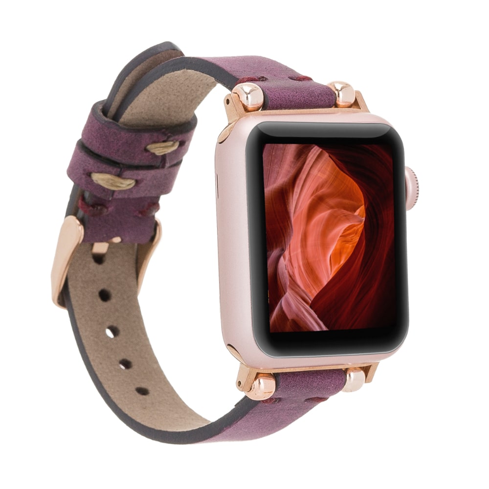 Luxury Purple Skinny Leather Apple Watch Band for All Series & Sizes - MADUEM - 1