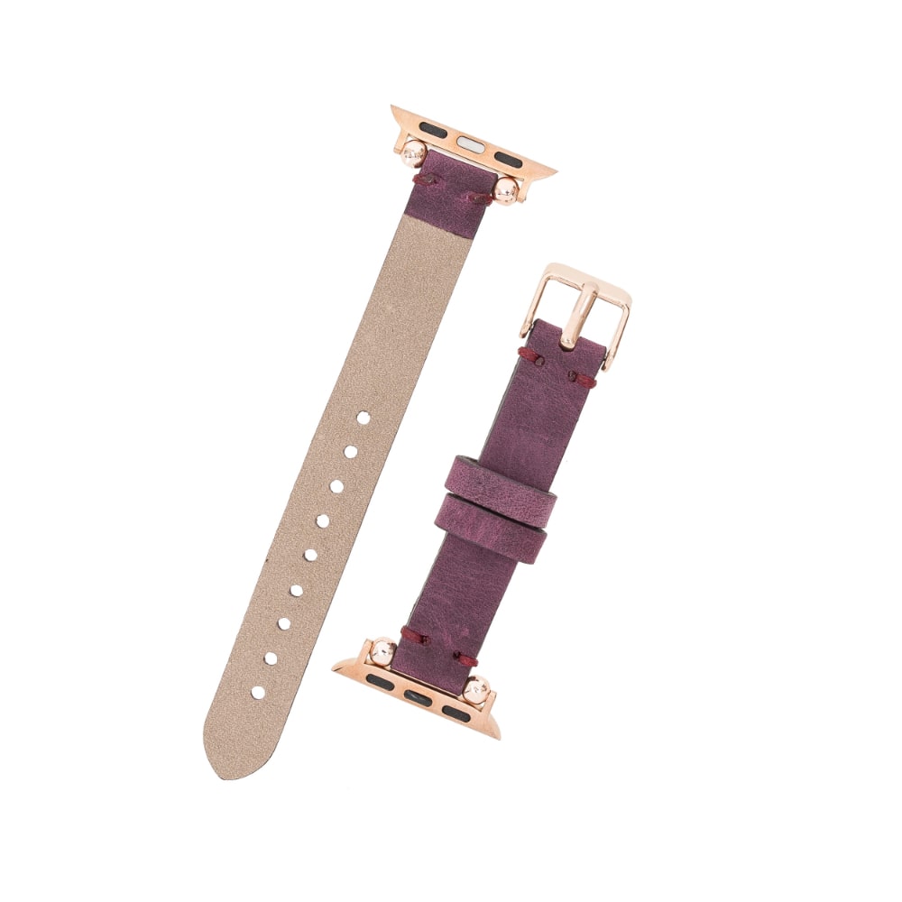 Luxury Purple Skinny Leather Apple Watch Band for All Series & Sizes - MADUEM - 3