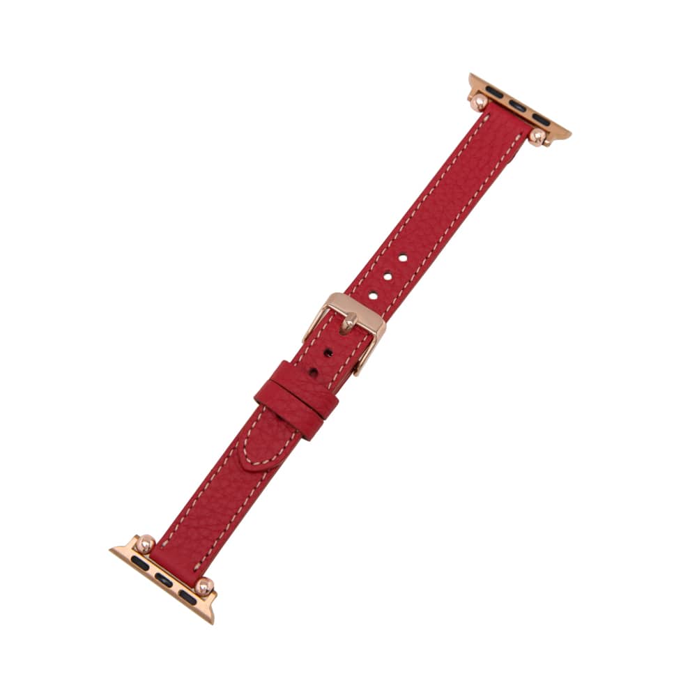 Luxury Red Skinny Leather Apple Watch Band for All Series & Sizes - MADUEM - 1