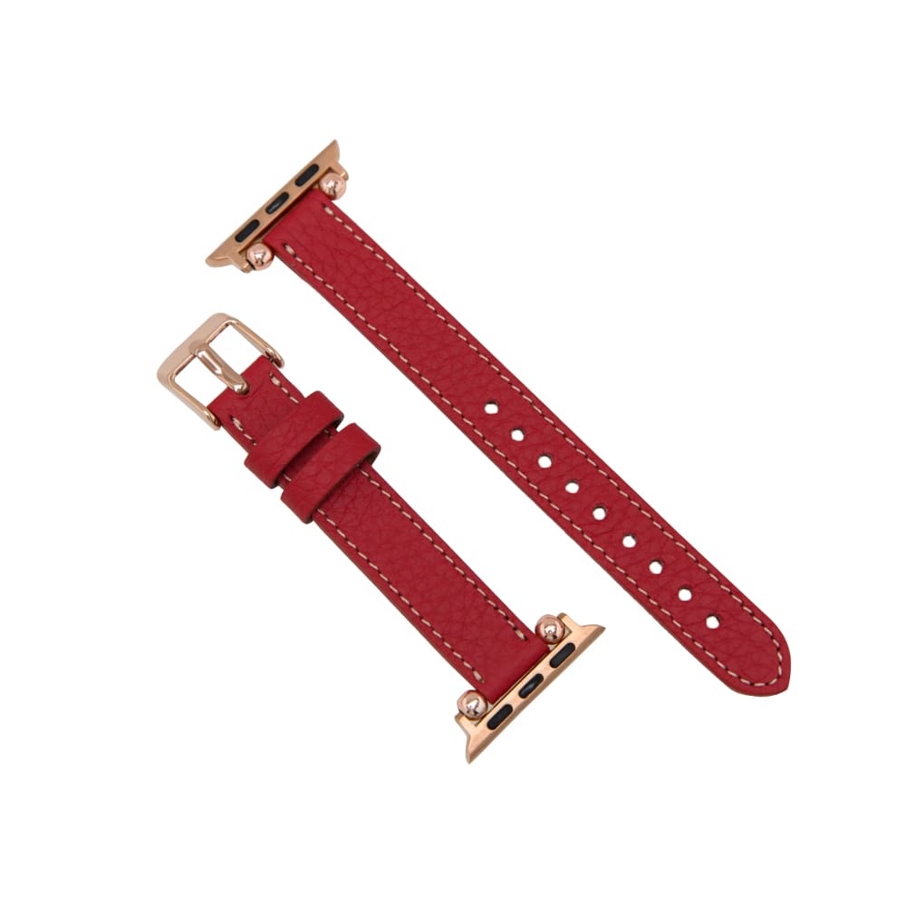 Luxury Red Skinny Leather Apple Watch Band for All Series & Sizes - MADUEM - 2