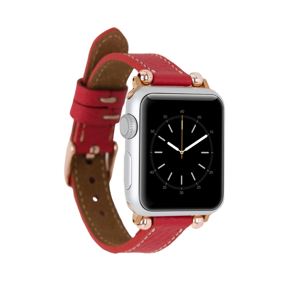 Luxury Red Skinny Leather Apple Watch Band for All Series & Sizes - MADUEM - 4