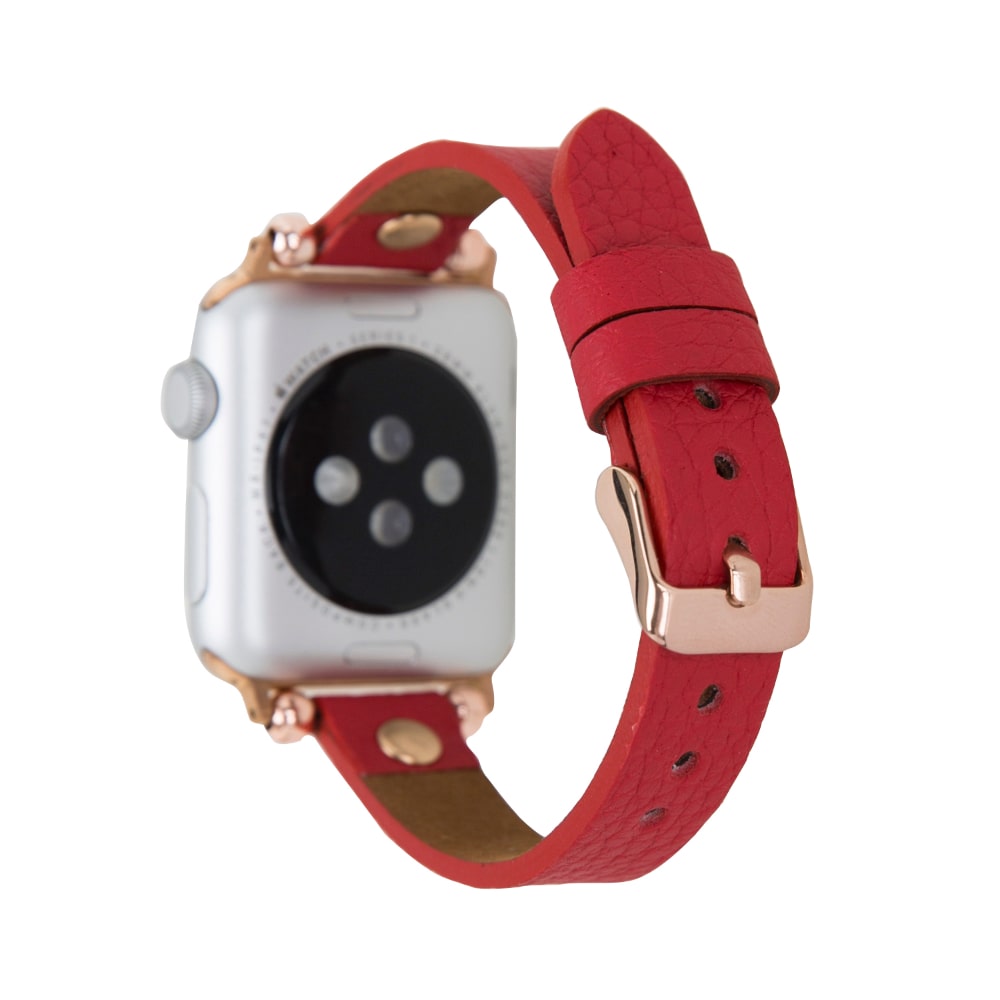 Luxury Red Skinny Leather Apple Watch Band for All Series & Sizes - MADUEM - 5