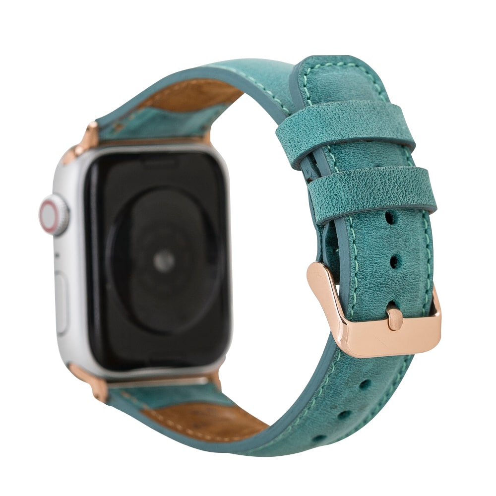 Sea Green Classic Leather Apple Watch Band-MADUEM-3