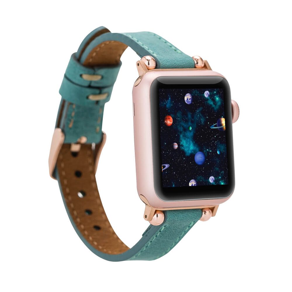 Sea Green Skinny Leather Apple Watch Band-MADUEM-Barchello.us