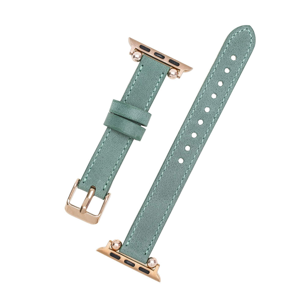 Luxury Lemon Grass Skinny Leather Apple Watch Band for All Series & Sizes - MADUEM - 1