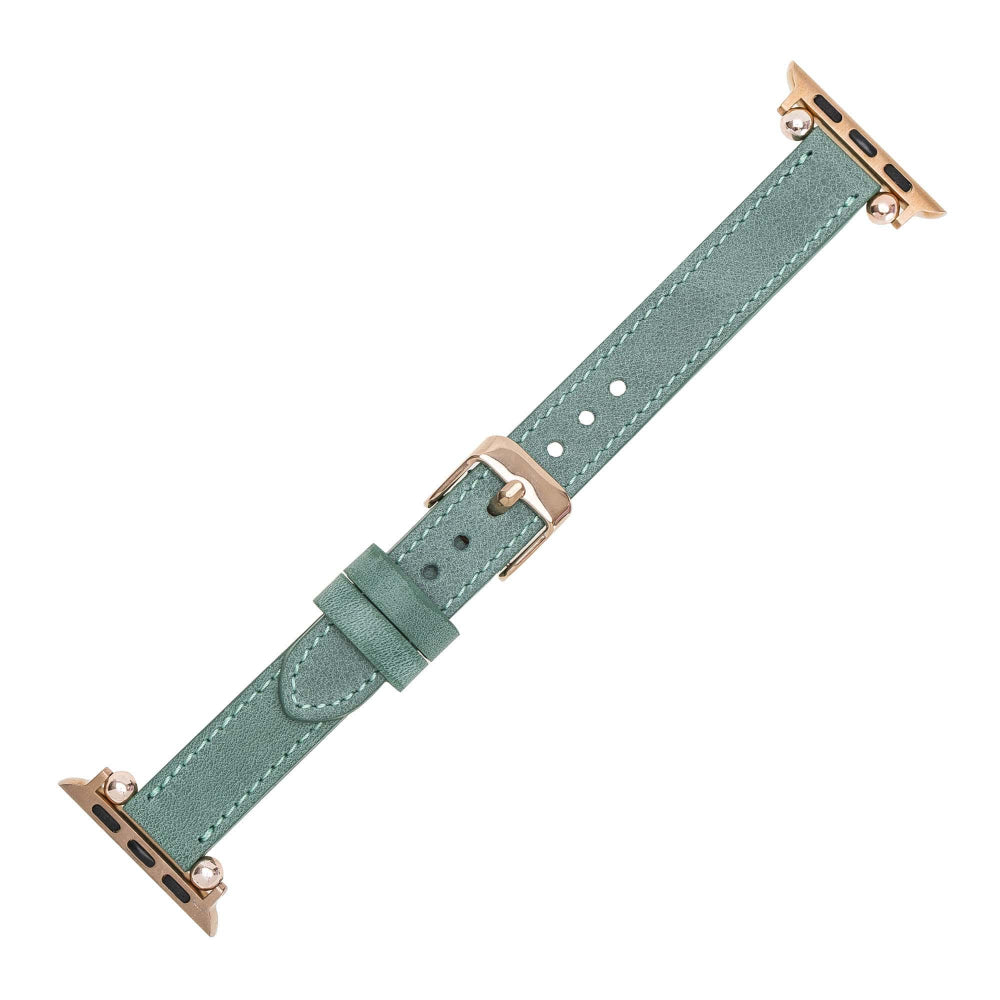 Luxury Lemon Grass Skinny Leather Apple Watch Band for All Series & Sizes - MADUEM - 4