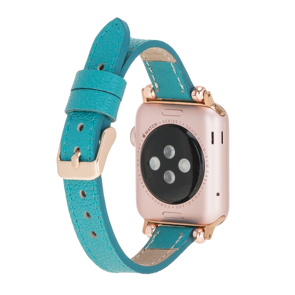 Luxury Turquoise Skinny Leather Apple Watch Band for All Series & Sizes - MADUEM - 3