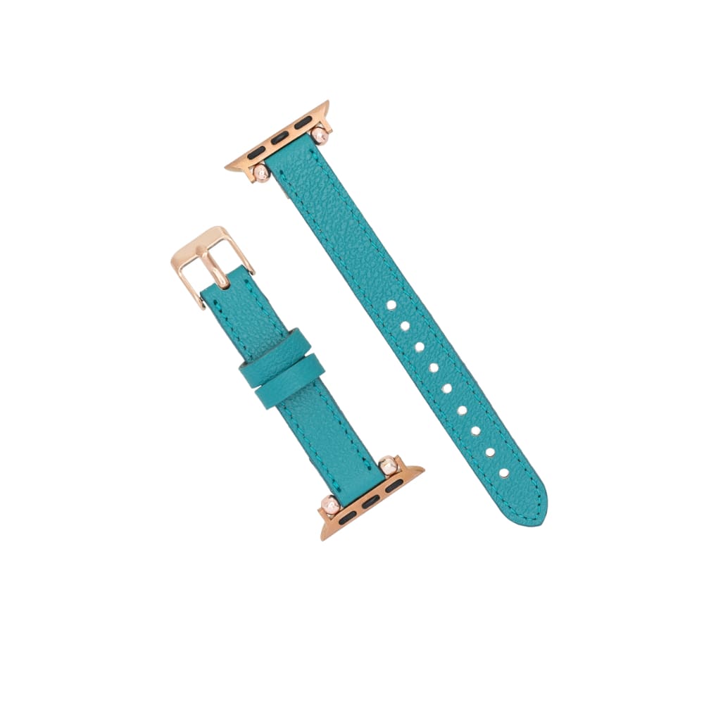 Luxury Turquoise Skinny Leather Apple Watch Band for All Series & Sizes - MADUEM - 4