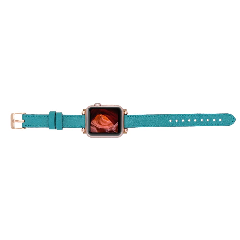 Luxury Turquoise Skinny Leather Apple Watch Band for All Series & Sizes - MADUEM - 5
