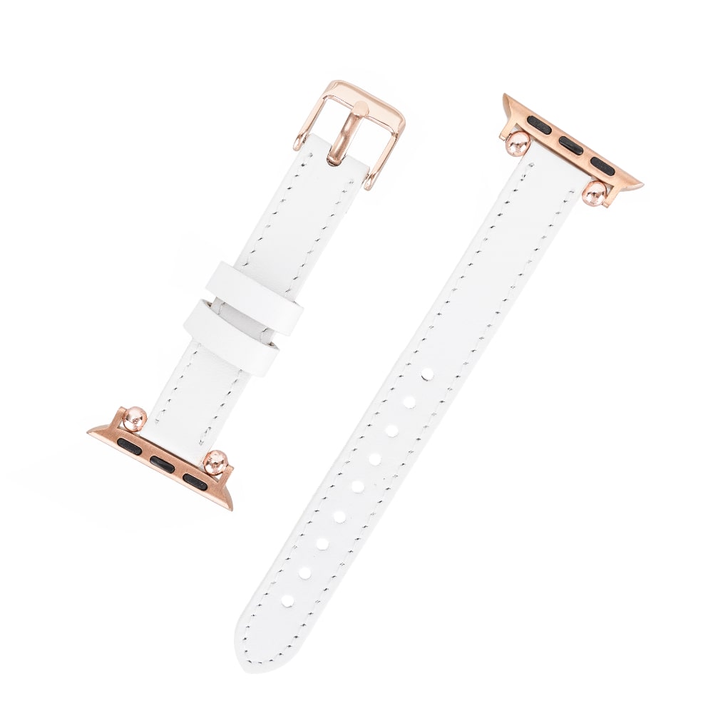 Luxury White Skinny Leather Apple Watch Band for All Series & Sizes - MADUEM - 10