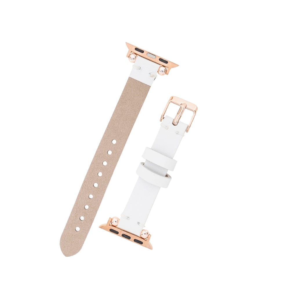 Luxury White Skinny Leather Apple Watch Band for All Series & Sizes - MADUEM - 2