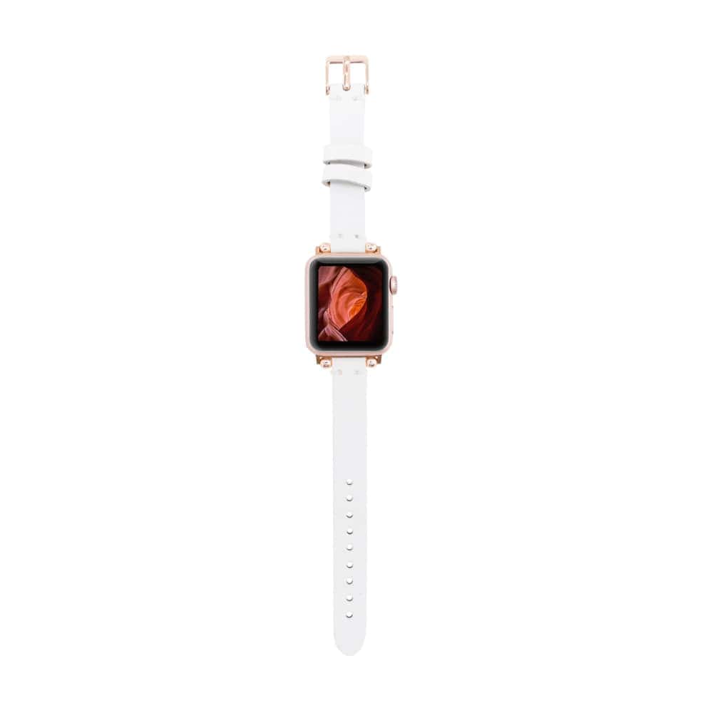 Luxury White Skinny Leather Apple Watch Band for All Series & Sizes - MADUEM - 3