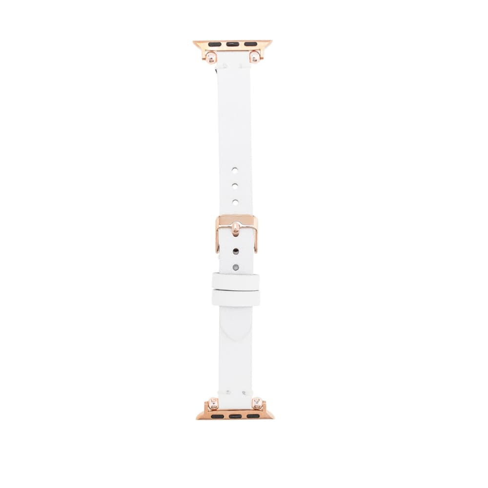 Luxury White Skinny Leather Apple Watch Band for All Series & Sizes - MADUEM - 4