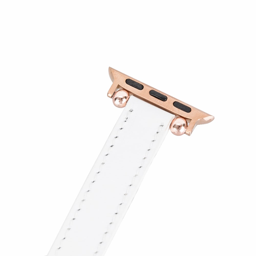 Luxury White Skinny Leather Apple Watch Band for All Series & Sizes - MADUEM - 9