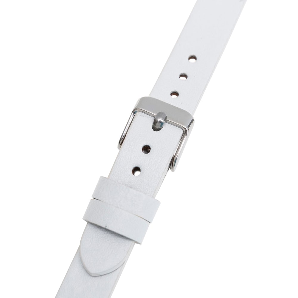 Luxury White Skinny Leather Apple Watch Band for All Series & Sizes with Silver Rivet - MADUEM - 5