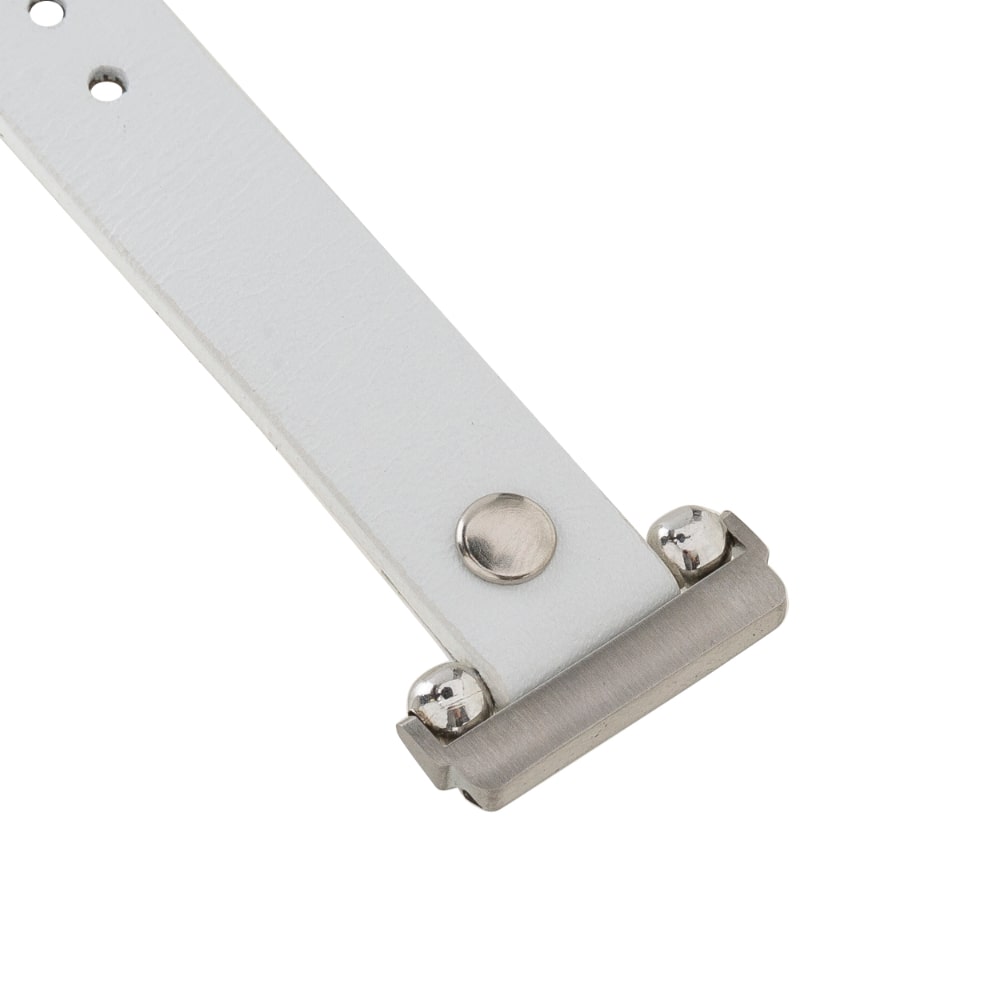 aLuxury White Leather Fitbit Watch Band for All Series & Sizes with Silver Rivet - MADUEM - 10