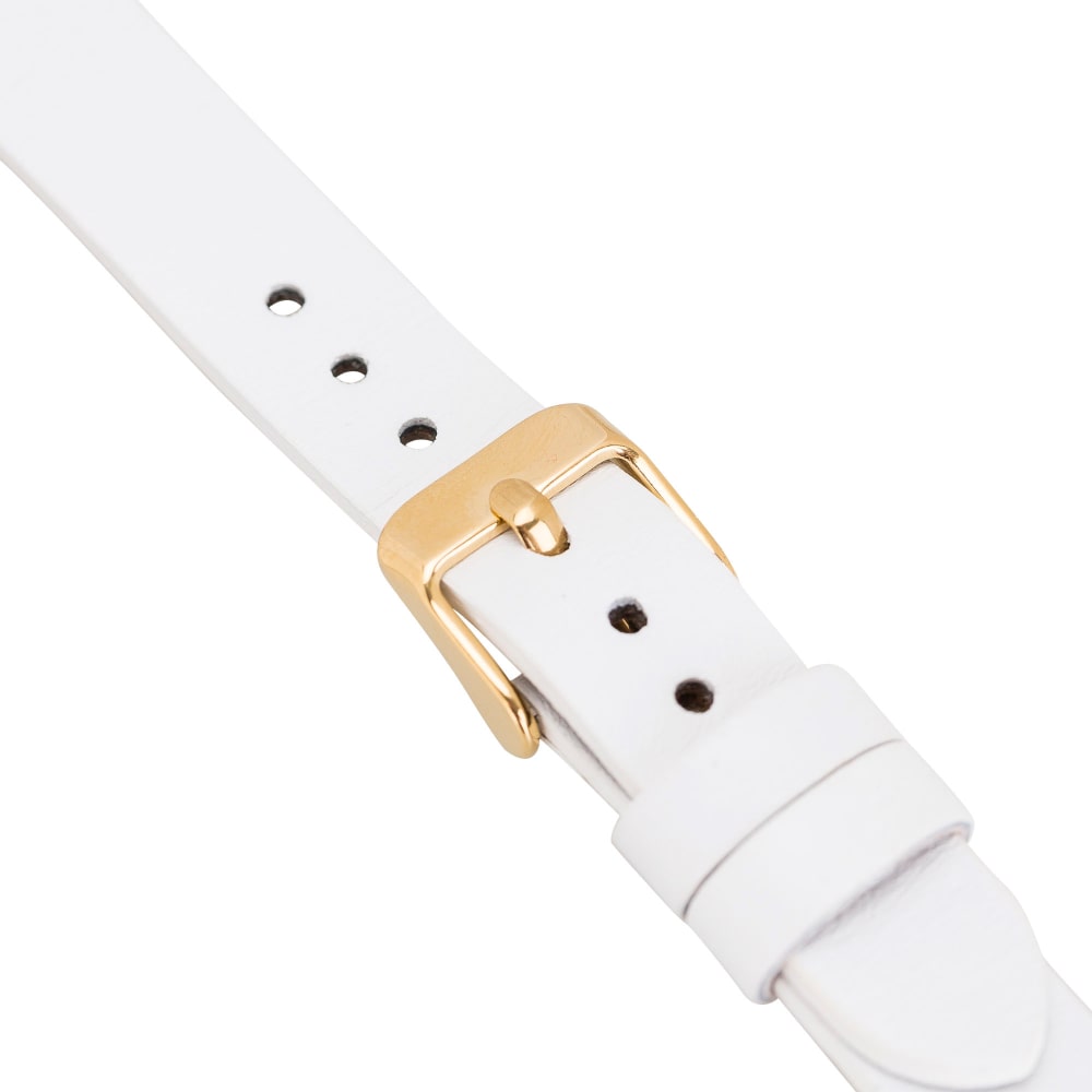 Luxury White Leather Fitbit Watch Band for All Series & Sizes with Gold Rivet - MADUEM - 13