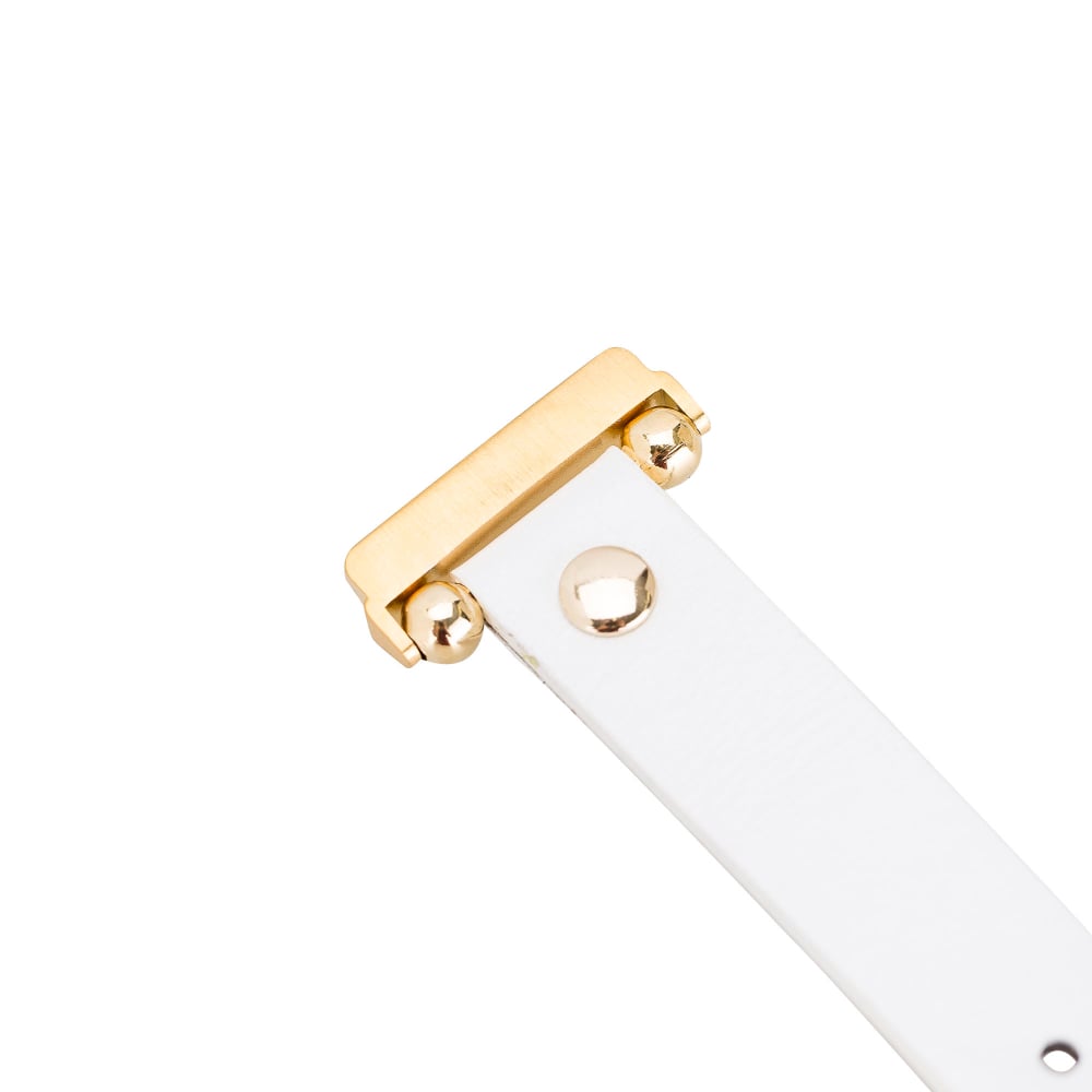 Luxury White Leather Fitbit Watch Band for All Series & Sizes with Gold Rivet - MADUEM - 14