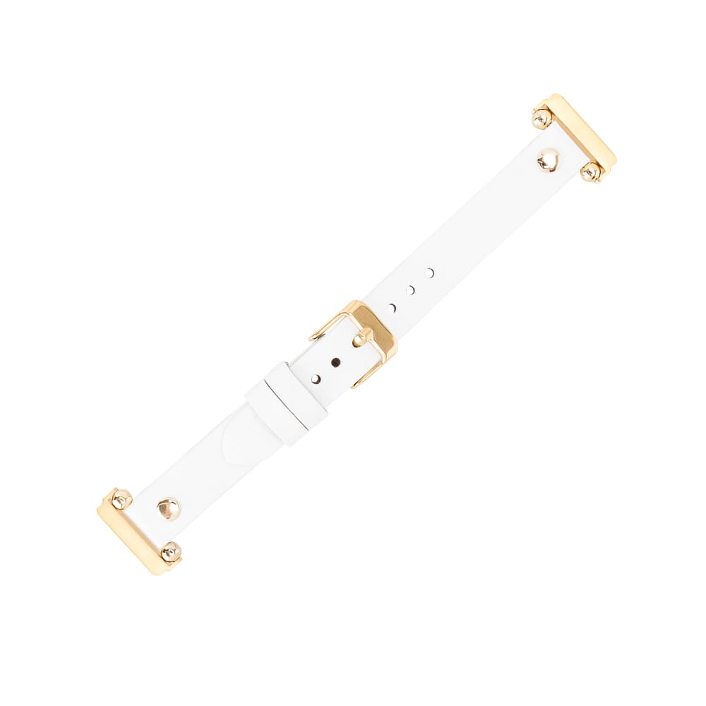 Luxury White Leather Fitbit Watch Band for All Series & Sizes with Gold Rivet - MADUEM - 15
