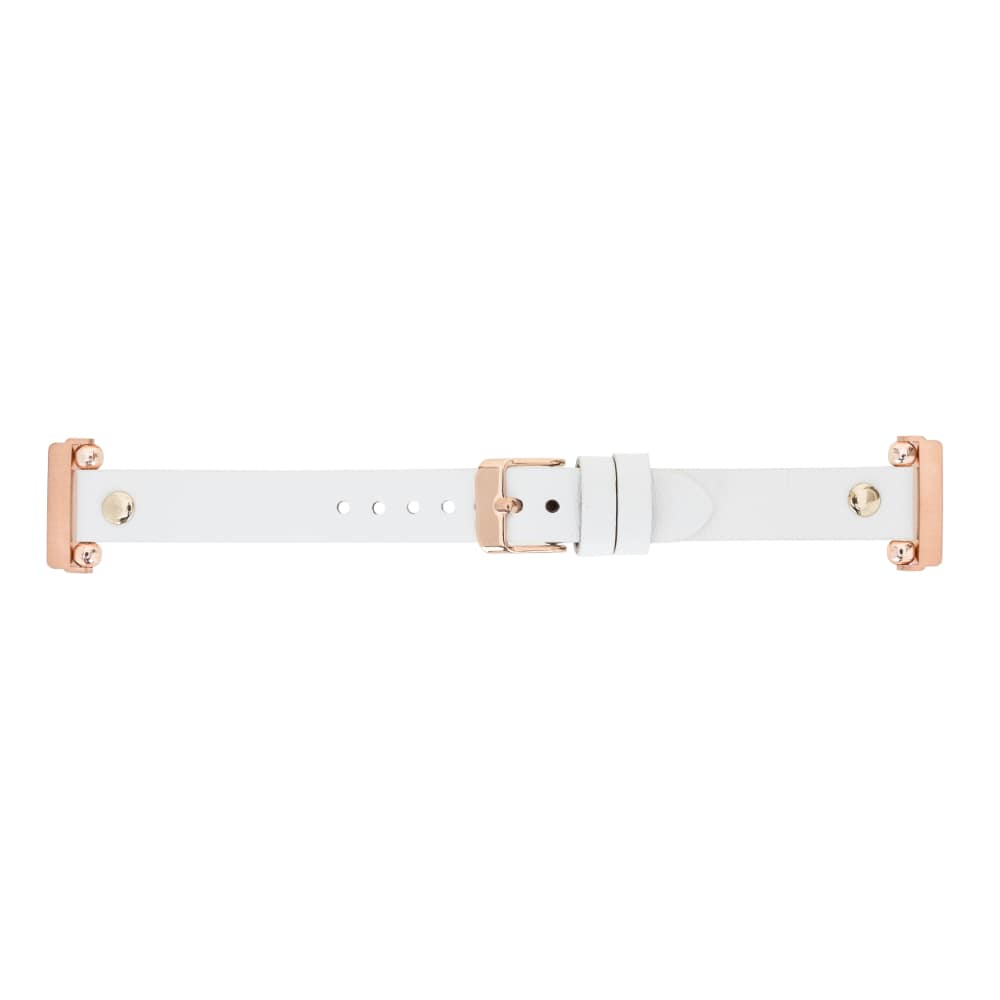 Luxury White Leather Fitbit Watch Band for All Series & Sizes with Rose Gold Rivet - MADUEM - 4