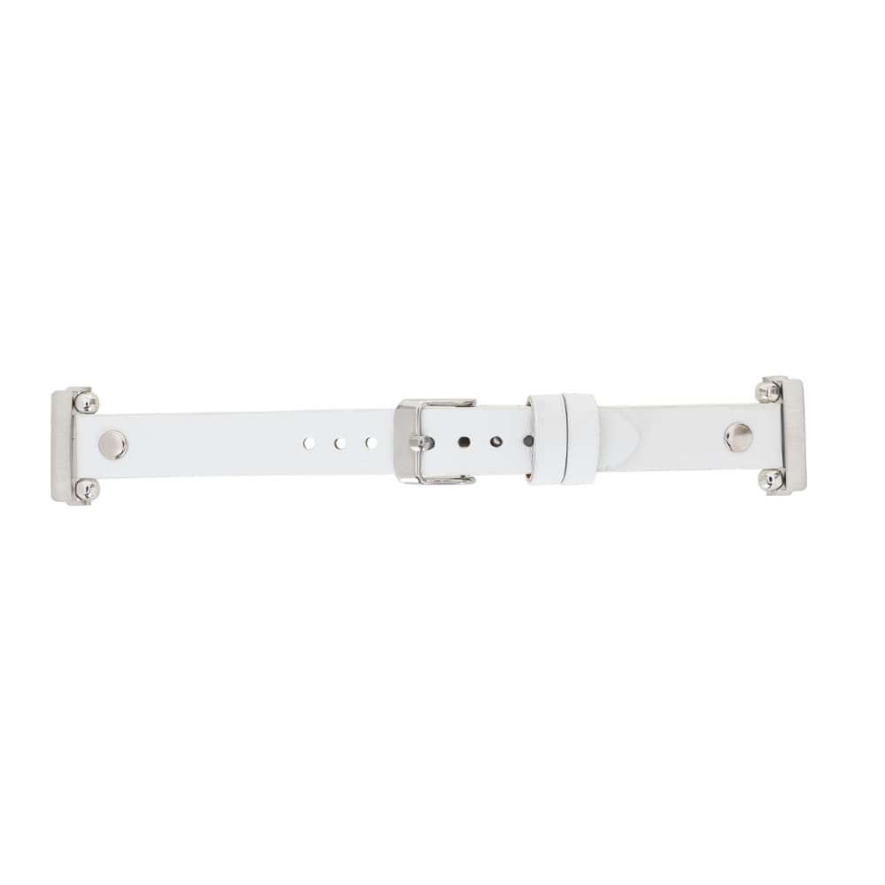 aLuxury White Leather Fitbit Watch Band for All Series & Sizes with Silver Rivet - MADUEM - 7