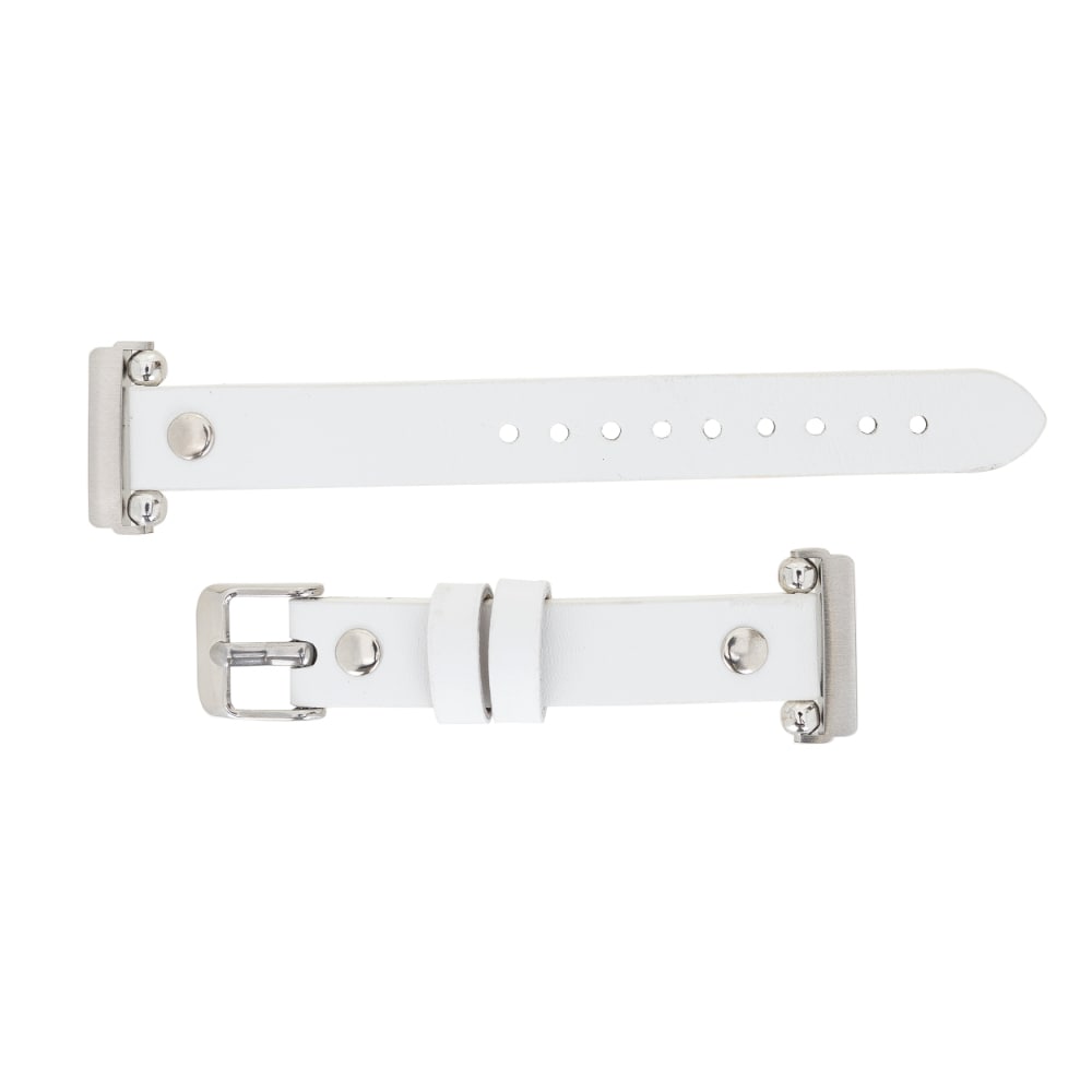 aLuxury White Leather Fitbit Watch Band for All Series & Sizes with Silver Rivet - MADUEM - 8