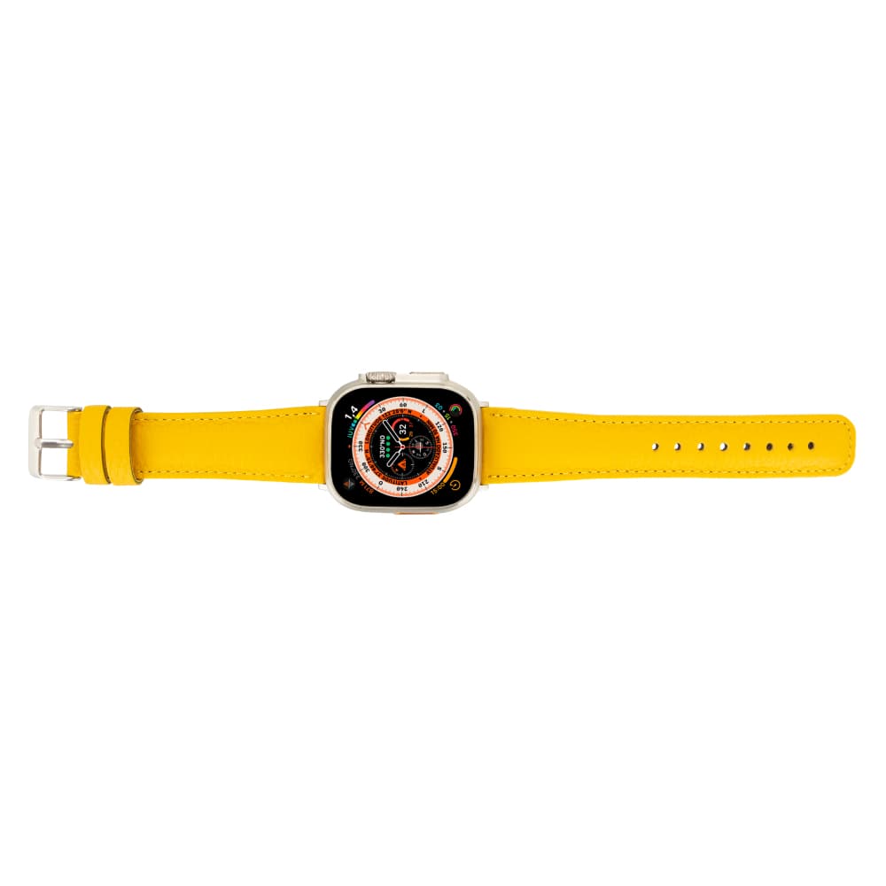 Luxury Yellow Classic Leather Apple Watch Band for All Series & Sizes - MADUEM - 5