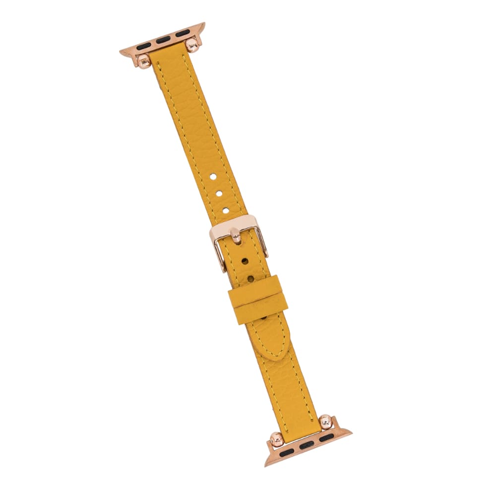 Luxury Yellow Skinny Leather Apple Watch Band for All Series & Sizes - MADUEM - 3