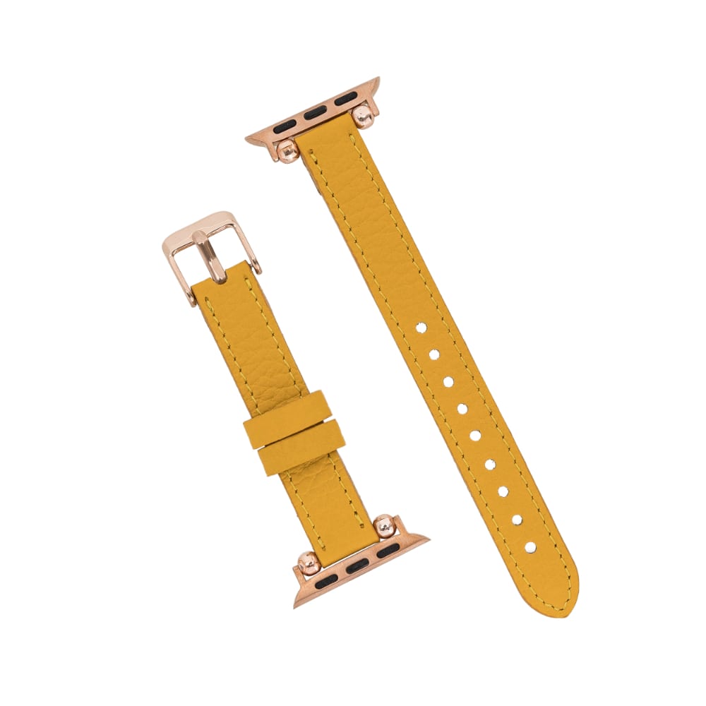 Luxury Yellow Skinny Leather Apple Watch Band for All Series & Sizes - MADUEM - 4
