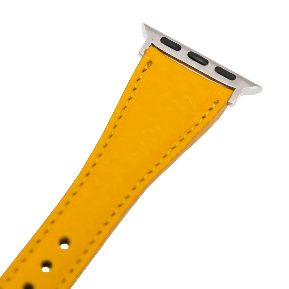 Luxury Yellow Slim Leather Apple Watch Band for All Series & Sizes - MADUEM - 1