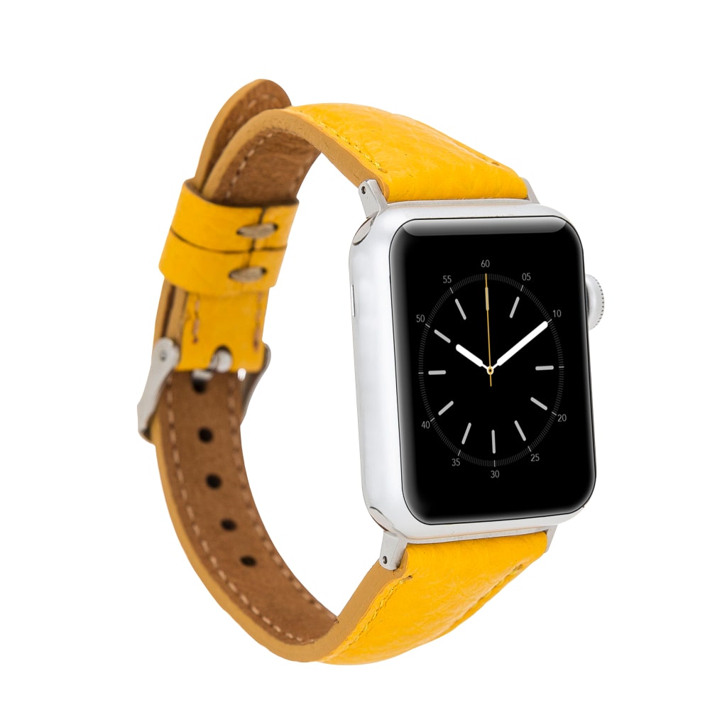Luxury Yellow Slim Leather Apple Watch Band for All Series & Sizes - MADUEM - 2