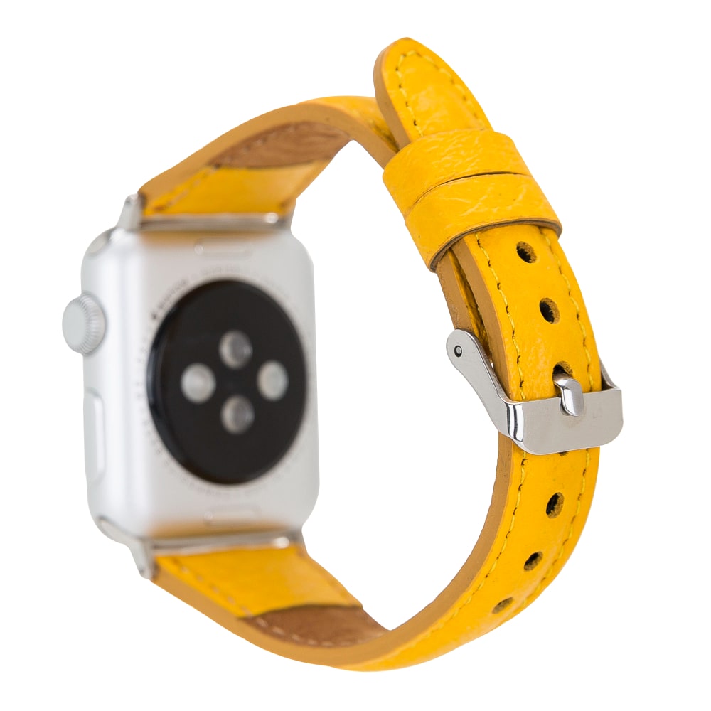 Luxury Yellow Slim Leather Apple Watch Band for All Series & Sizes - MADUEM - 3