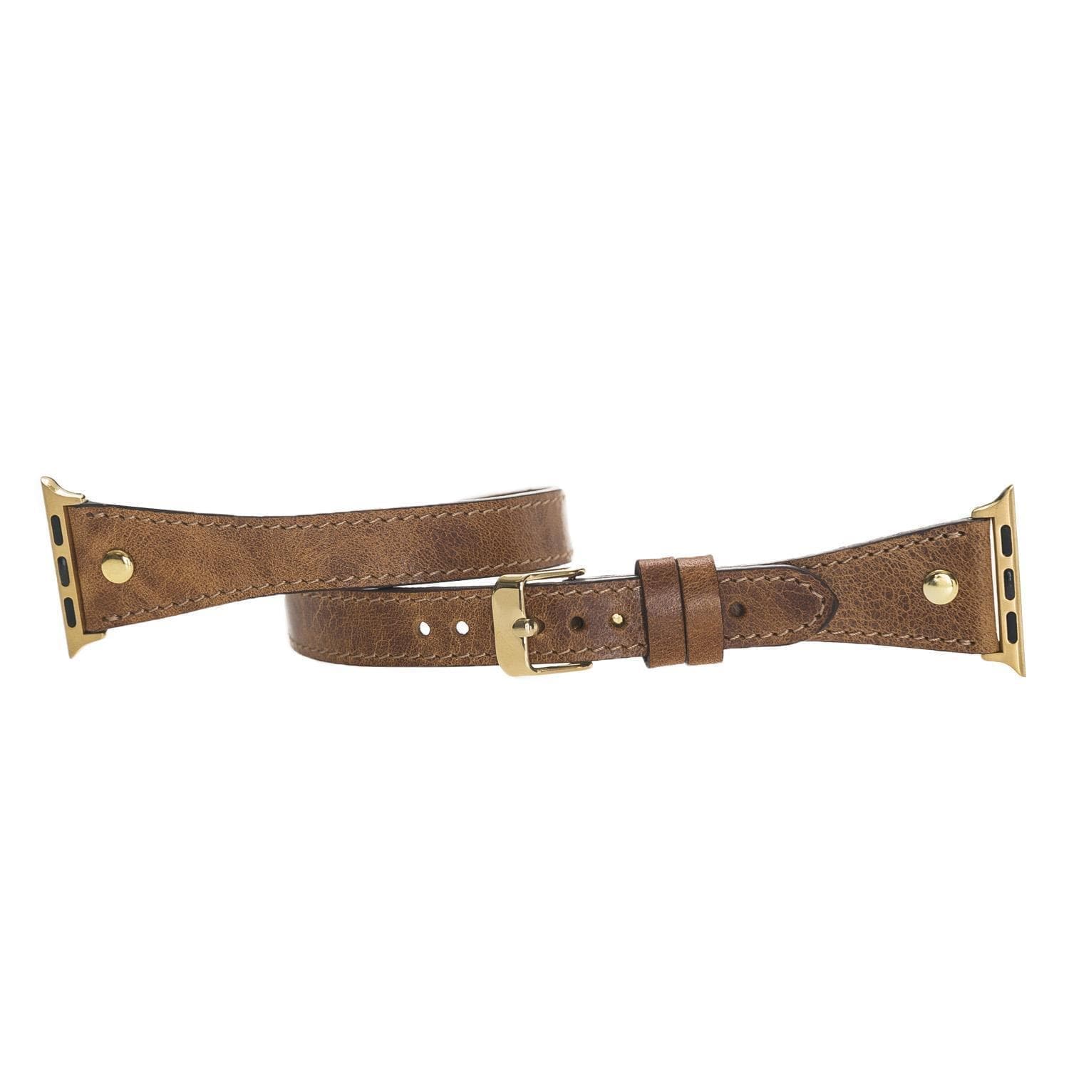 B2B - Leather Apple Watch Bands - DTS Double Tour Slim Hector Gold Trok Style Bouletta B2B