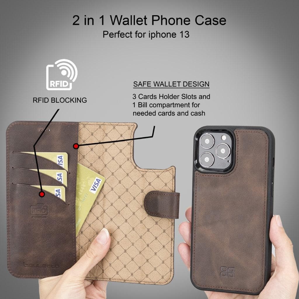Detachable Leather Wallet Case for Apple iPhone 13 Series Bouletta LTD