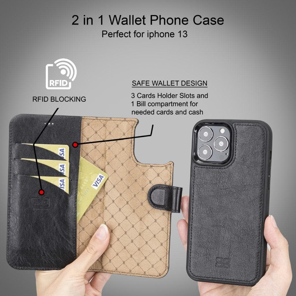 Detachable Leather Wallet Case for Apple iPhone 13 Series Bouletta LTD