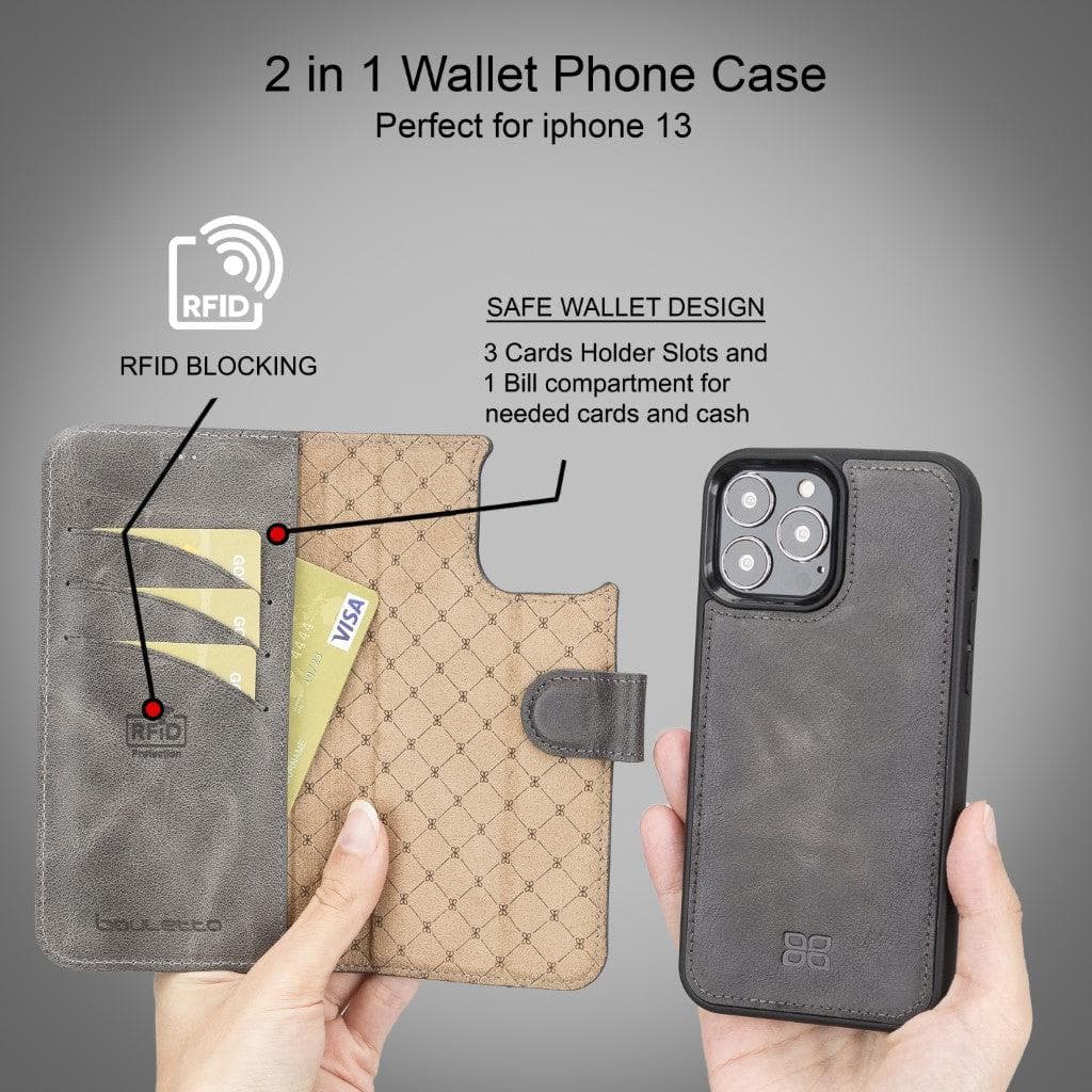 Detachable Leather Wallet Case for Apple iPhone 13 Series Bouletta LTD