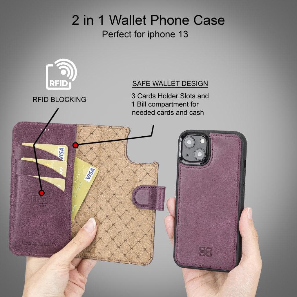 Detachable Leather Wallet Case for Apple iPhone 13 Series Bouletta LTD