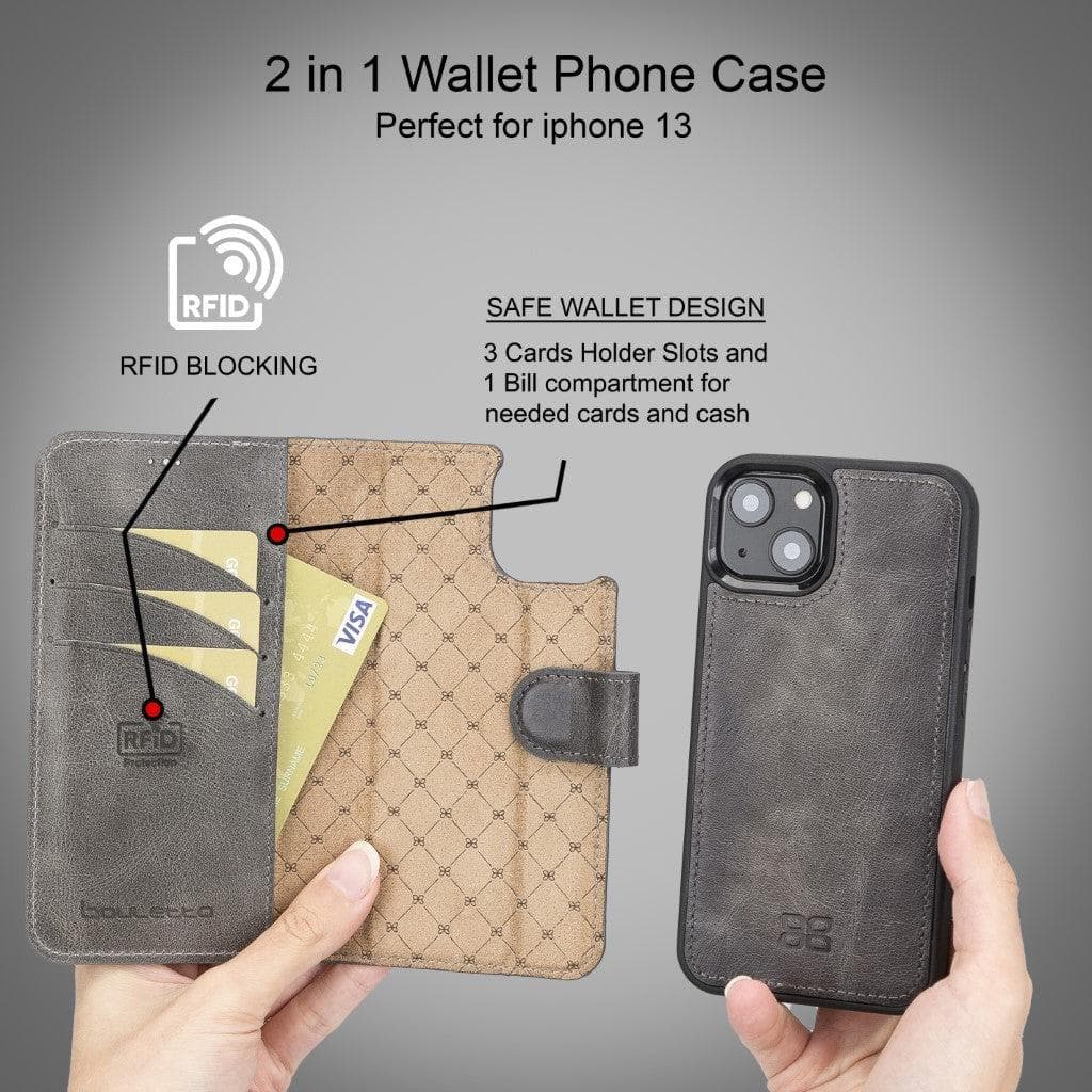 Detachable Leather Wallet Case for Apple iPhone 13 Series Bouletta LTD