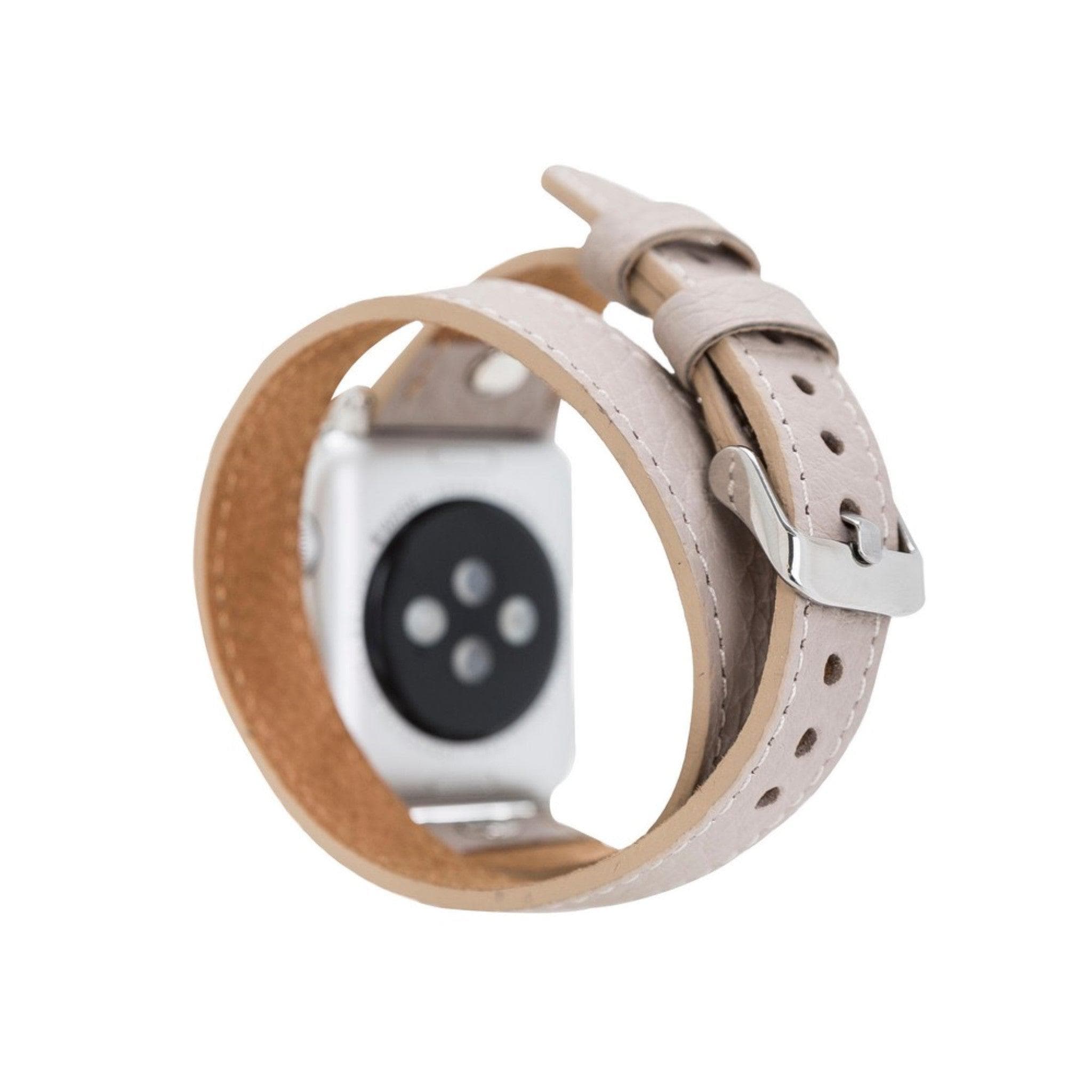 Leeds Double Tour Slim with Silver Bead Apple Watch Leather Straps Bouletta LTD