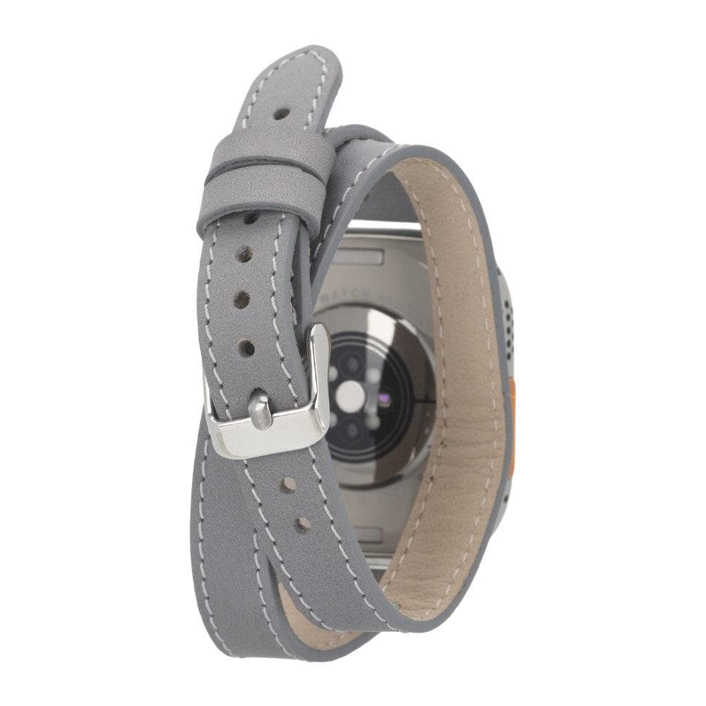 Leeds Double Tour Slim with Silver Bead Apple Watch Leather Straps Bouletta LTD