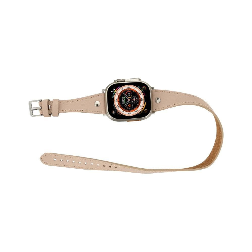 Leeds Double Tour Slim with Silver Bead Apple Watch Leather Straps Bouletta LTD