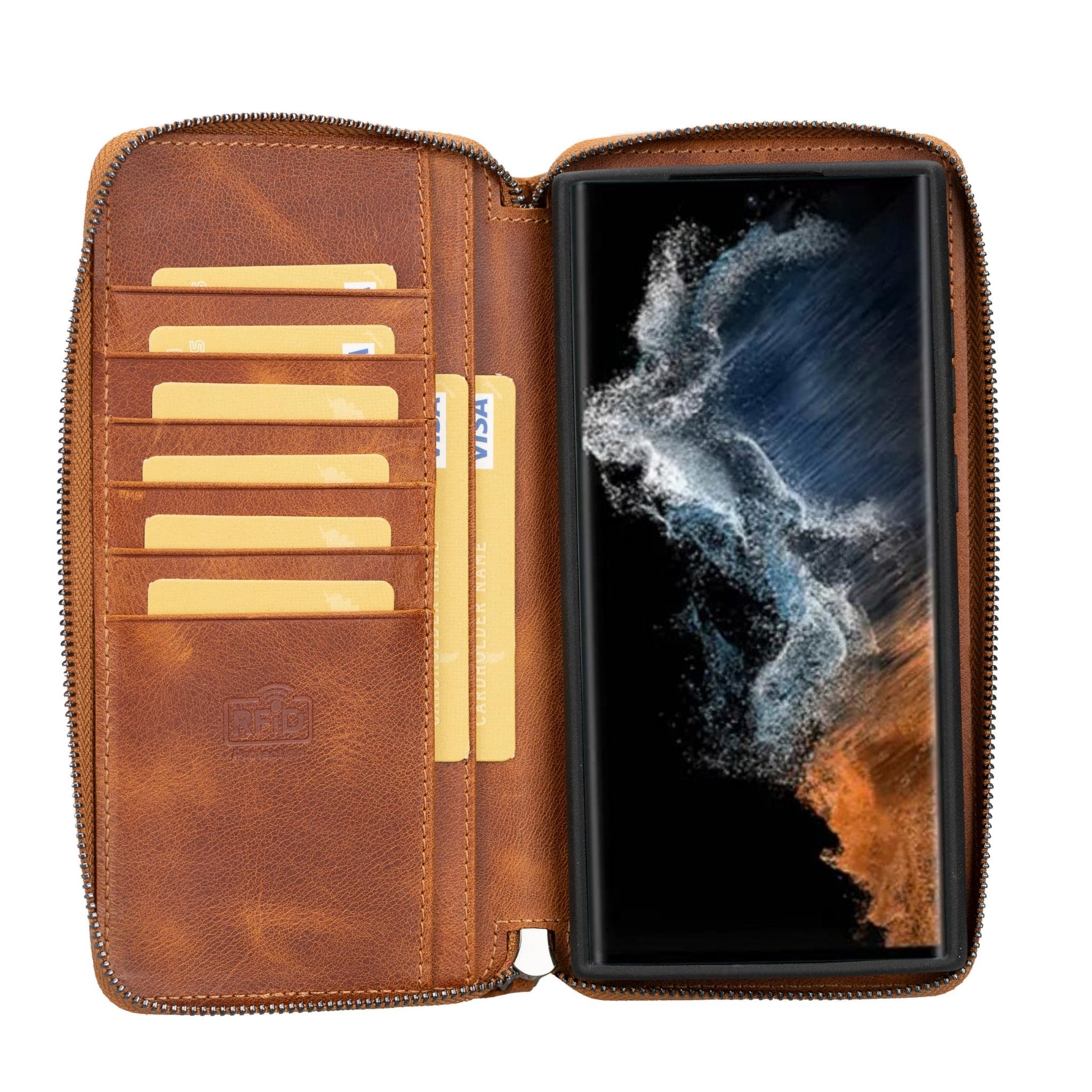 Samsung Galaxy S24 Series Zippered Leather Wallet Cases - PMW Bouletta LTD