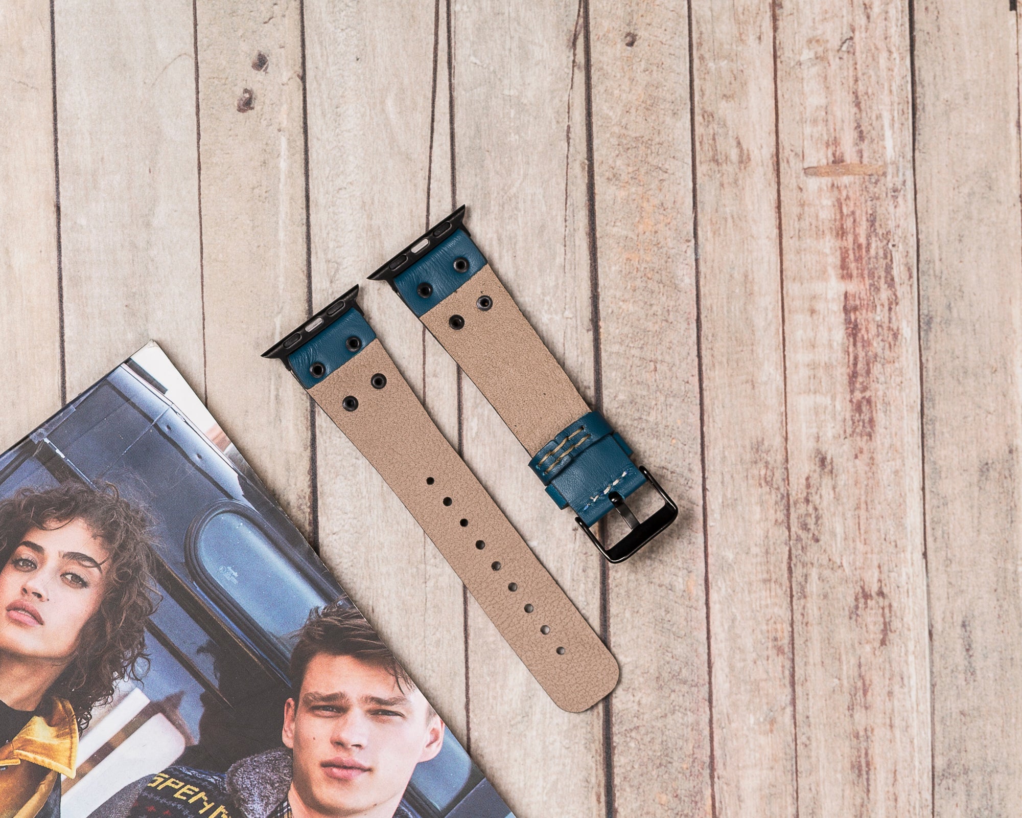 Admiral Blue Leather Classic Apple Watch Band