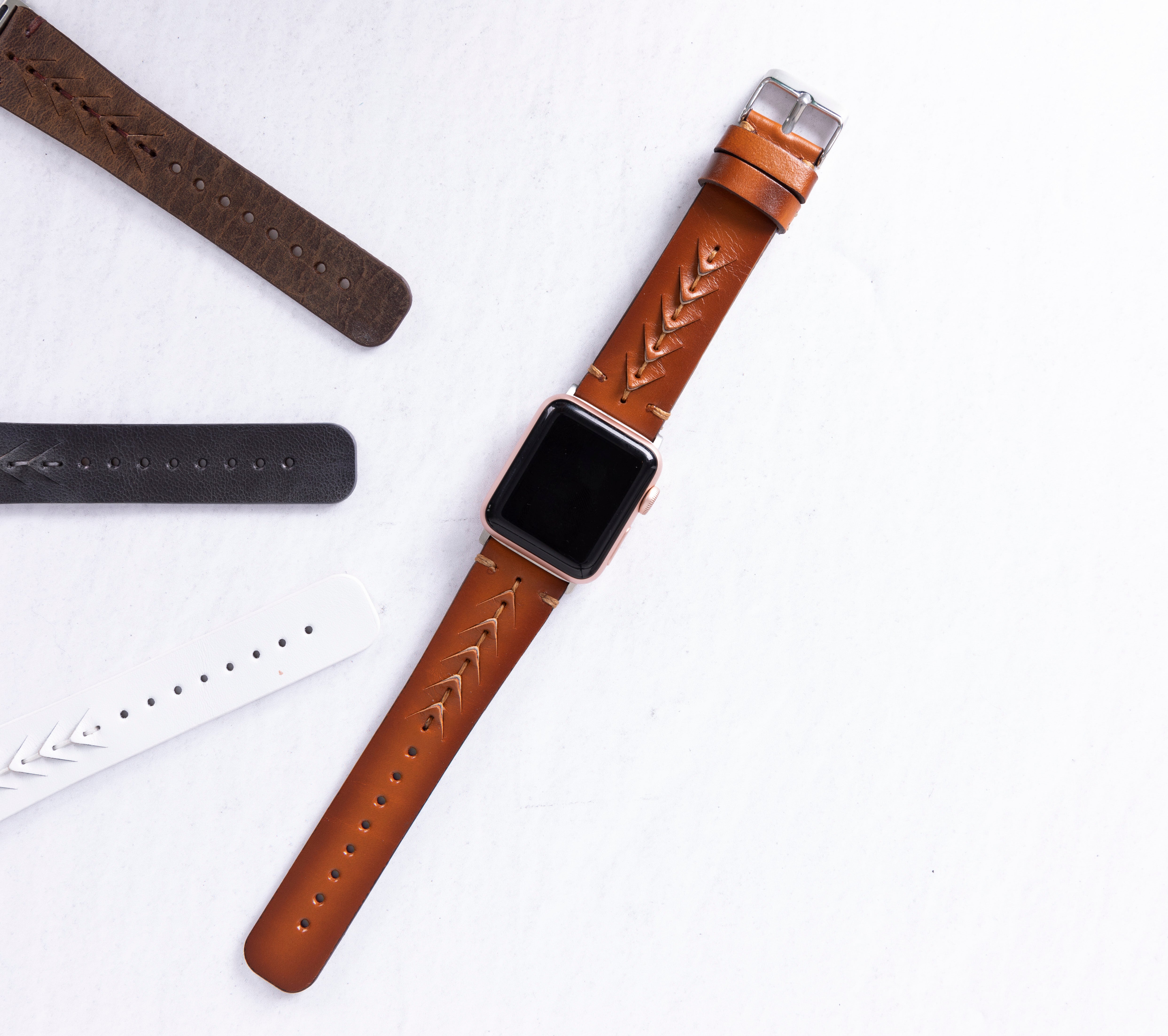 Tan - Brown Premium Genuine Leather Apple Watch Bands - Elegant Apple Watch Strap-42-BO-RST2EF