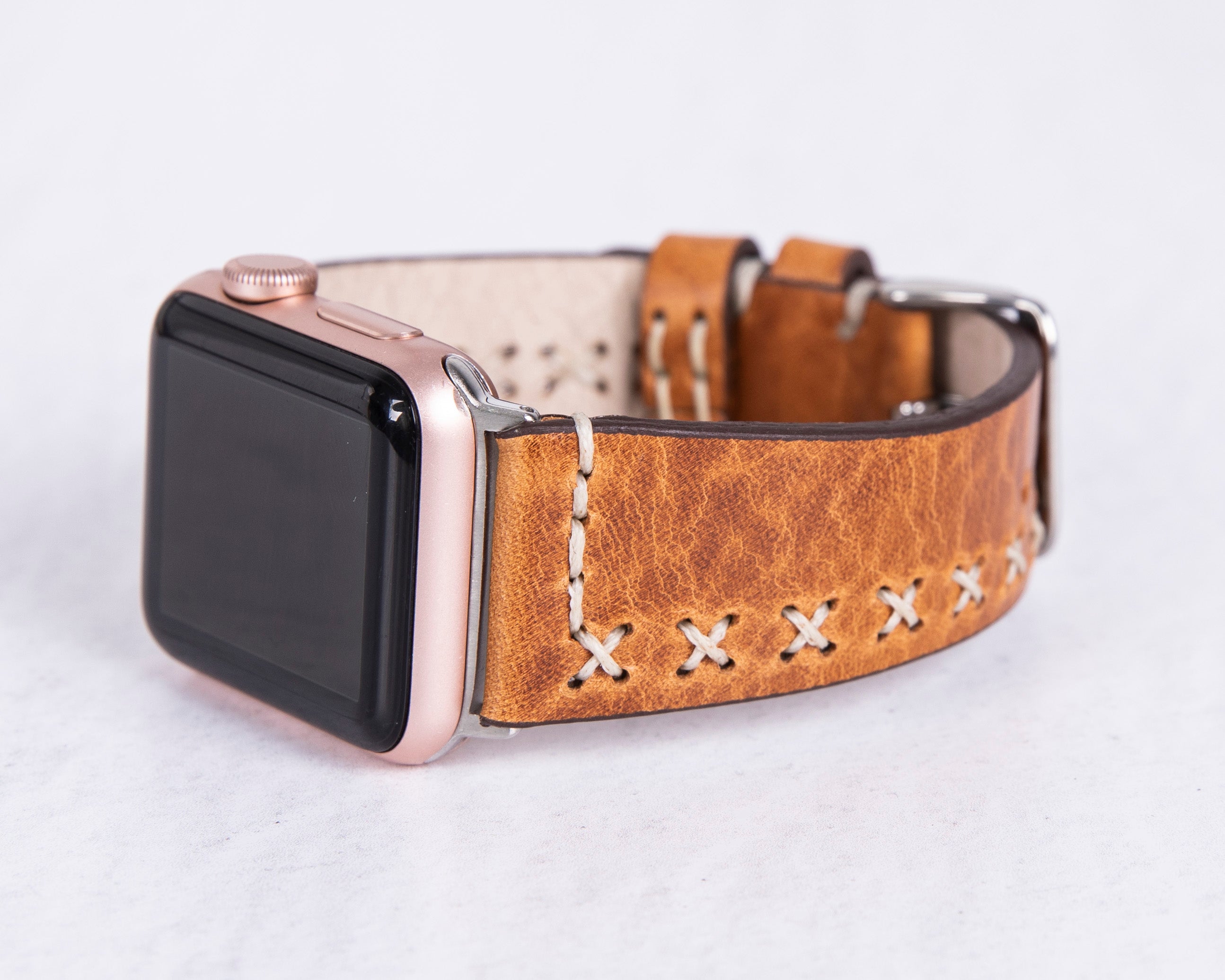 Antic Tan Classic Premium Genuine Leather Rivet Apple Watch Bands - Elegant Apple Watch Strap-42-RE-V18-BLRI-MADUEM-Barchello.us