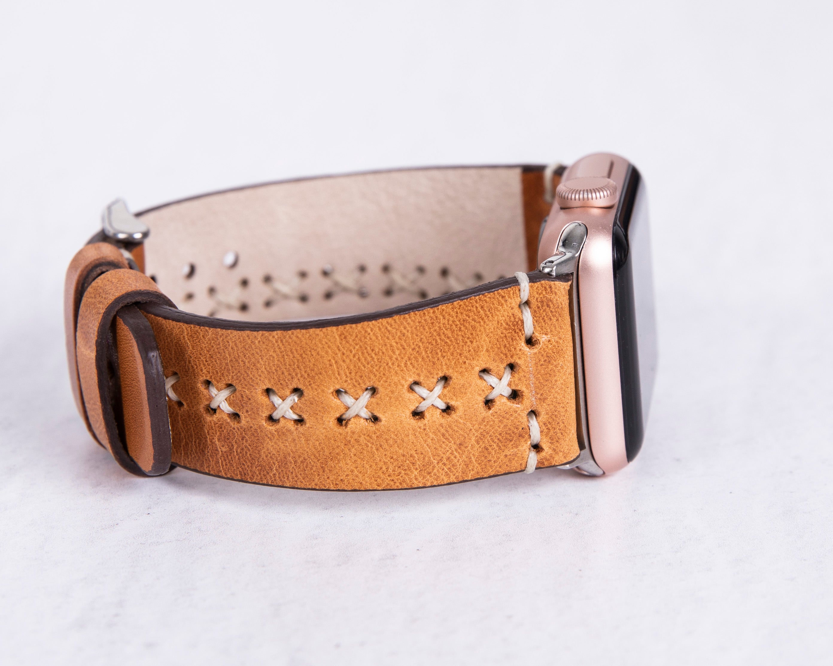 Antic Tan Classic Premium Genuine Leather Rivet Apple Watch Bands - Elegant Apple Watch Strap-42-RE-V18-BLRI-MADUEM-Barchello.us