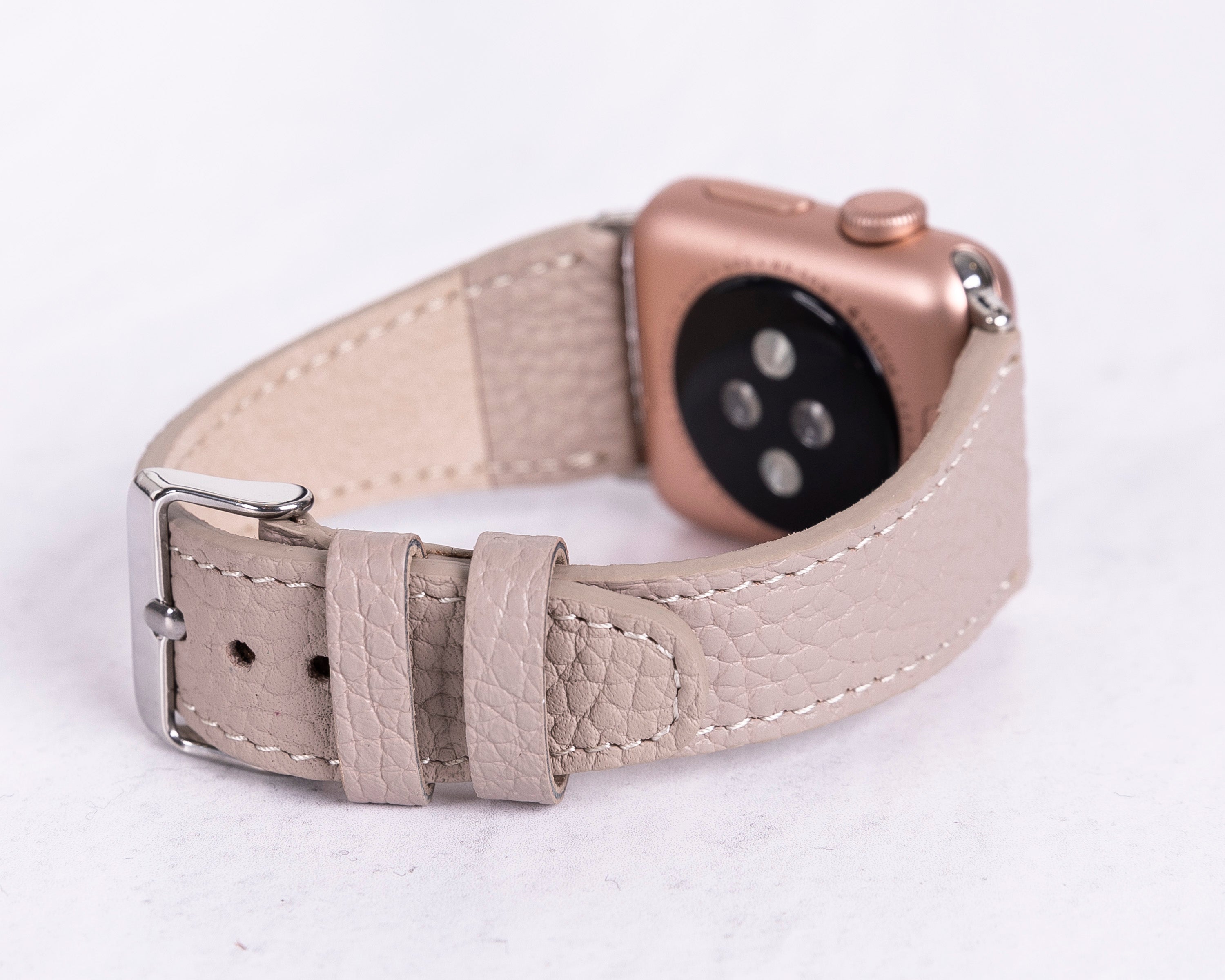 Beige Premium Genuine Leather Apple Watch Bands - Elegant Apple Watch Strap-42-RO-ERC3